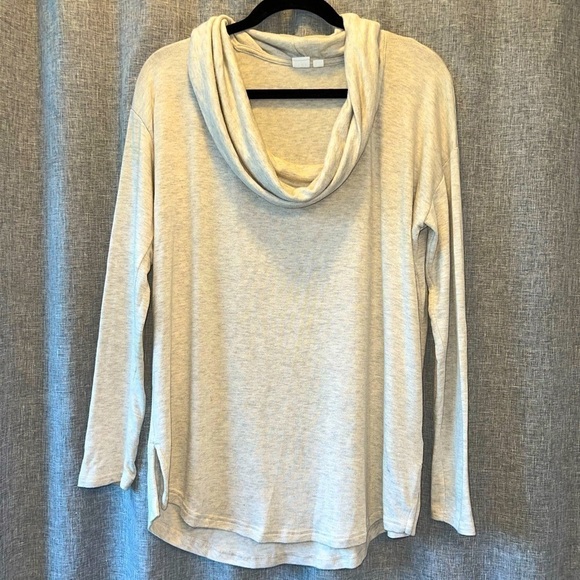 GAP Cowl Neck Long Sleeve Top - Women’s Large - Light Heathered Tan - Picture 2 of 7